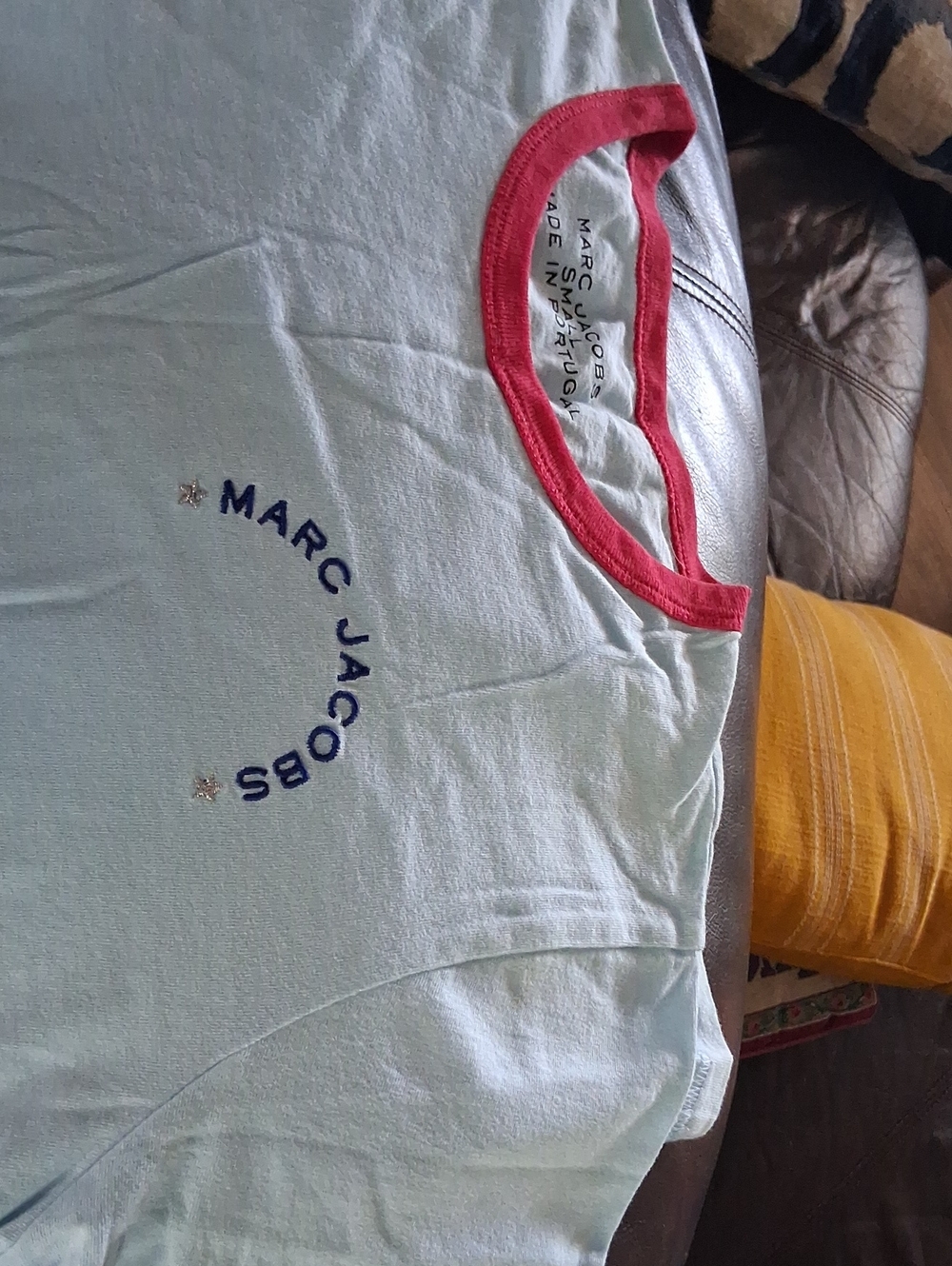 Marc Jacobs Kids Pale Blue Tee with Pink Trim